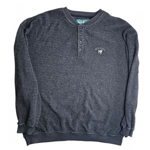 Vintage Big Dogs Henley Sweater Mens Large Grey Embroidered